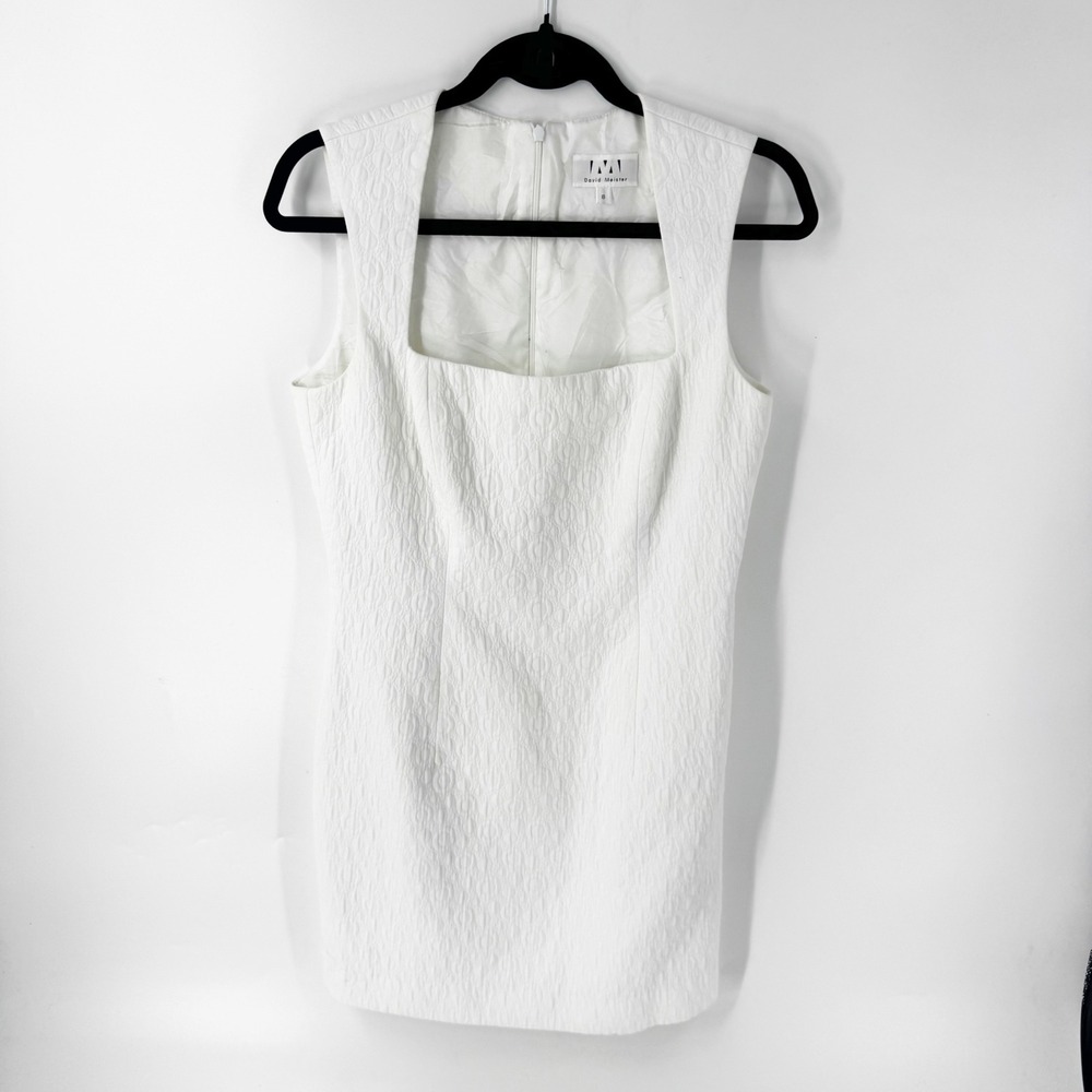 David Meister Womens White Textured Matelasse Square Neck Sheath Mini Dress 8